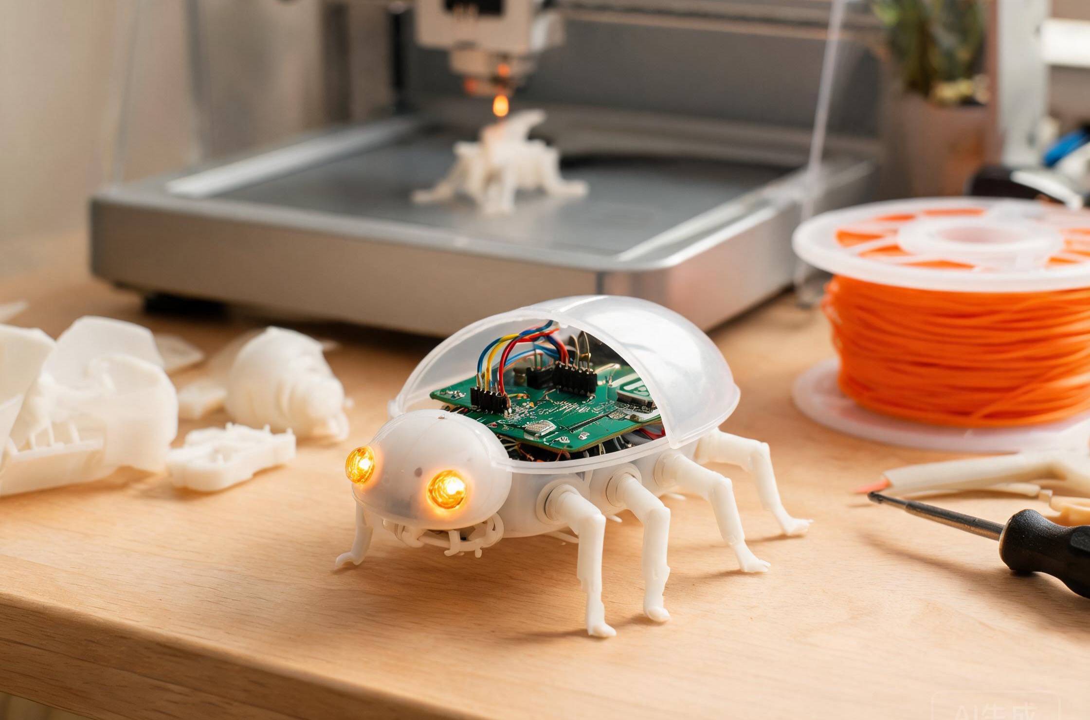 3D 打印的甲虫身体，装进 Arduino 大脑